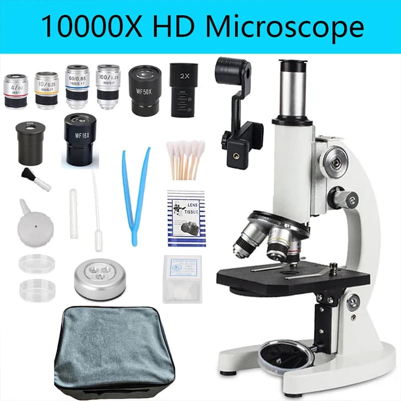Microscopio biologico ottico 40-10000X Ad alto ingrandimento Fotografia HD Microscopio per sperma scientifica universitaria delle scuole medie