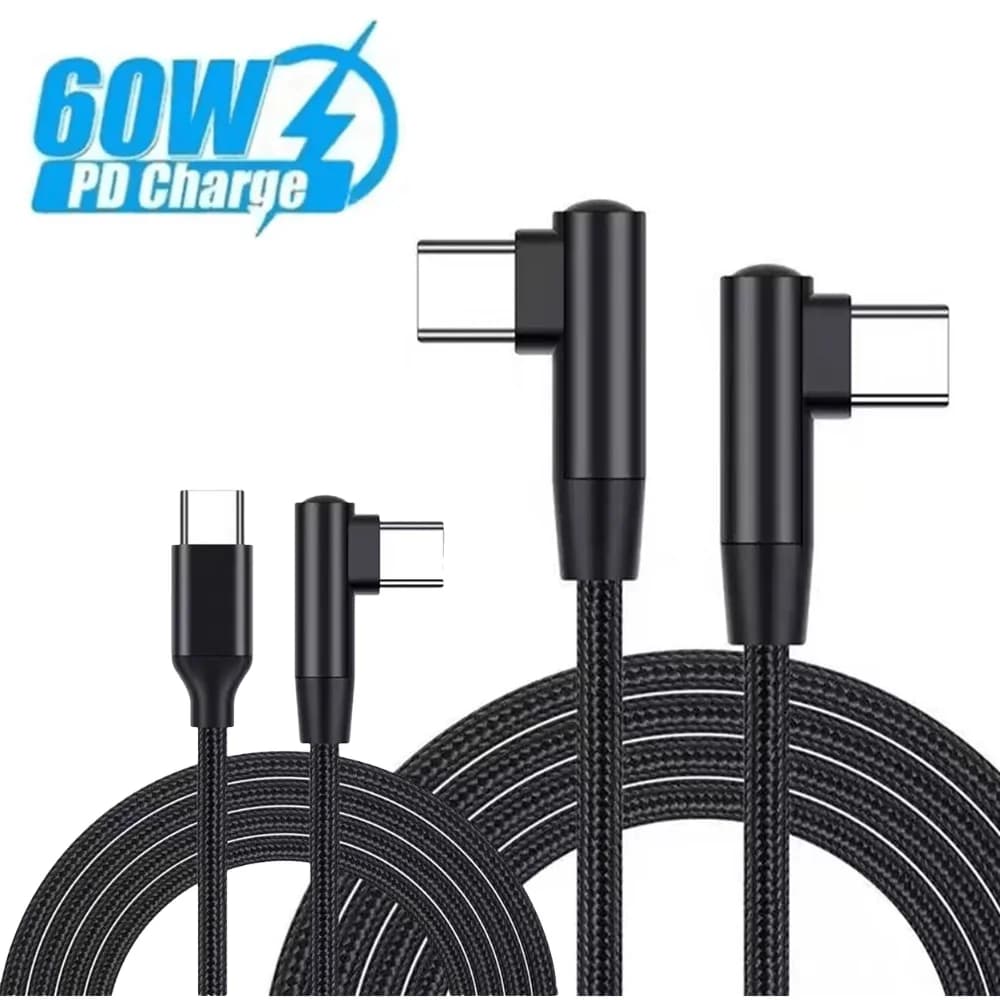 Cavo USB Tipo C a Tipo C con Connettore ad Angolo di 90 Gradi, Ricarica Rapida PD 60W, Cavo di Ricarica per Telefono, USB C a USB C, Ricarica Veloce, 0,3m/2m/1m