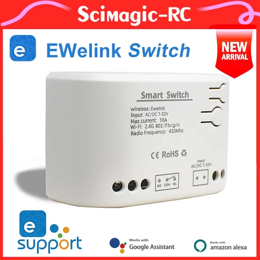1/2/4CH eWeLink WIFi Relay Smart Home Switch 12V 24V 220V RF 433 MHz ricevitore telecomando per Garage Door Access Alexa Google