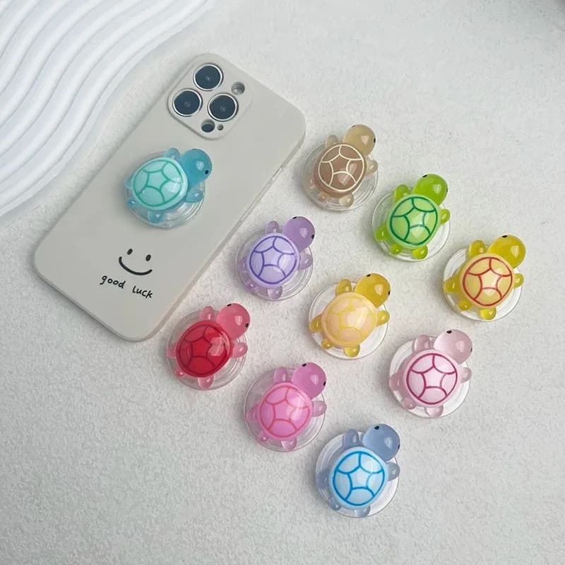 1PC carino luminoso tartaruga supporto per telefono Griptok supporto per anello da dito per iPhone custodie Samsung Grip Tok presa staffa regalo per ragazza