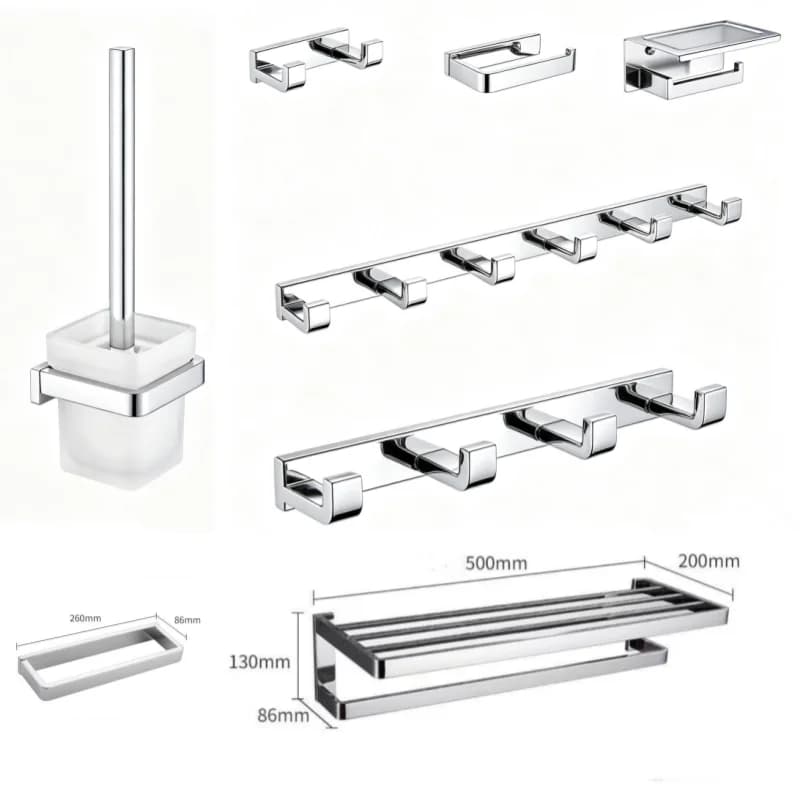 Chrome 304 Stainless Steel 2 4 6 Hook Towel RackToilet Paper Holder Robe Hook Towel Bar Toilet Brush Bathroom Accessorie