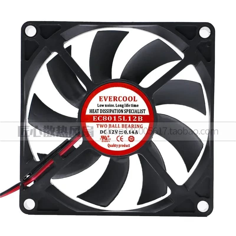 New EVERCOOL EC8015L12B 8015 DC12V 0.14A Cooling Fan for Electronics