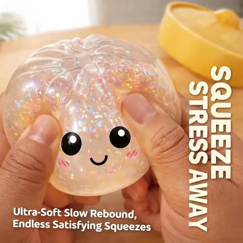 Realistic Giant Dumpling Squeeze Toy with Bamboo Steamer Soft TPR Dough Ball Decompression Fidget Toy Funny Creative Gift 1pcs