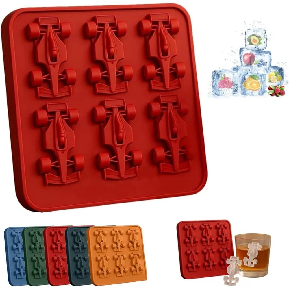 Stampo per Ghiaccio a Forma di Auto da Corsa, Stampi in Silicone Riutilizzabili per Gelatina, Vassoio per Ghiaccio 3D a Forma di Auto da Corsa, Regalo per Appassionati di Corse