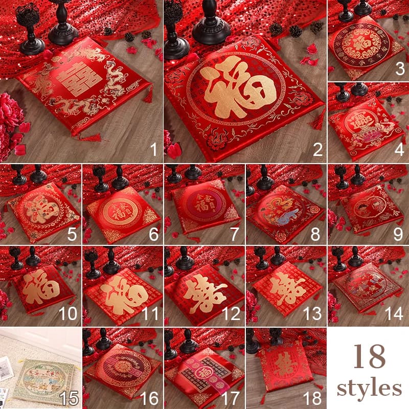 1-2 PZ 40 cm Cinese Cuscino di Cerimonia di Tè Rosso Doppia Felicità Drago Fenice In Ginocchio Pad Regali di Nozze Decorazione Della Casa