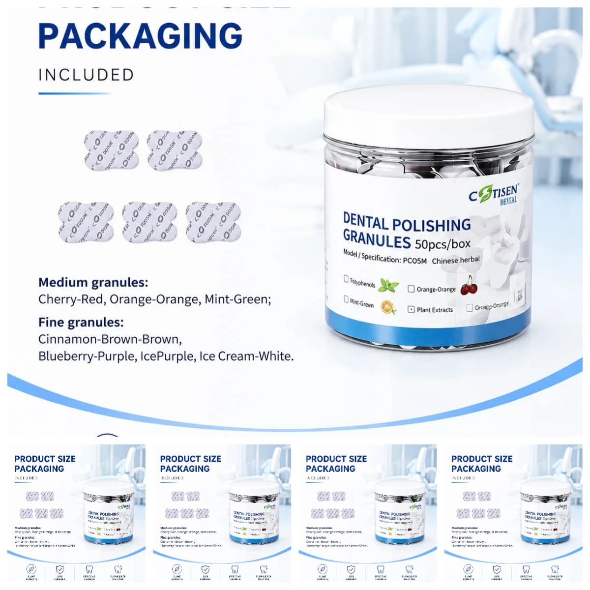 50Pcs Dental Prophy Paste Multi Fruit Flavor Teeth Polishing Whitening Paste