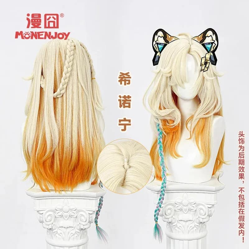 Gioco Genshin Impact Xilonen Parrucca Cosplay Biondo chiaro Capelli arancioni Rosa Blu Treccia Natlan Festa di Halloween per donne Ragazze Puntelli