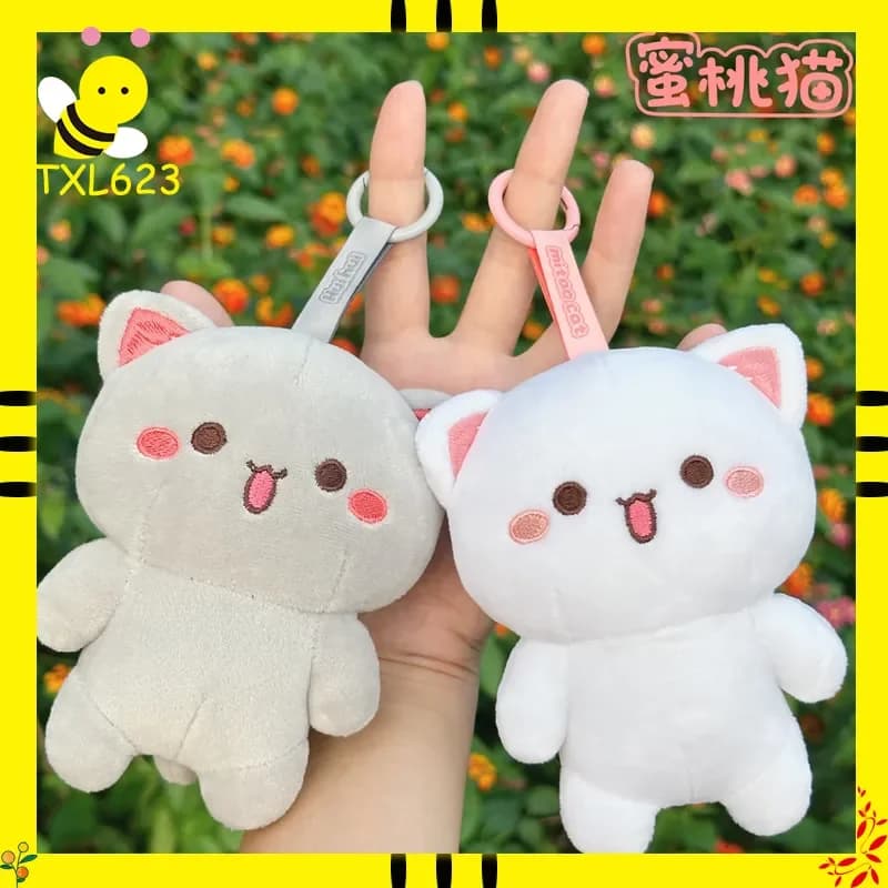 Kawaii Mitao Gatto Pesca Peluche Ciondolo Bambola 10 cm Morbido Cartone Animato Gatto Coppia Regalo Peluche per Tutte le Età