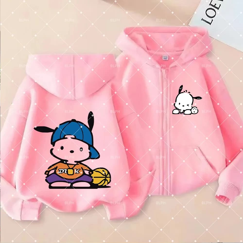 Simpatica felpa per bambini in stile basket Sanrio Pompompurin, pullover alla moda con cartoni animati per ragazzi e ragazze, comodi top casual