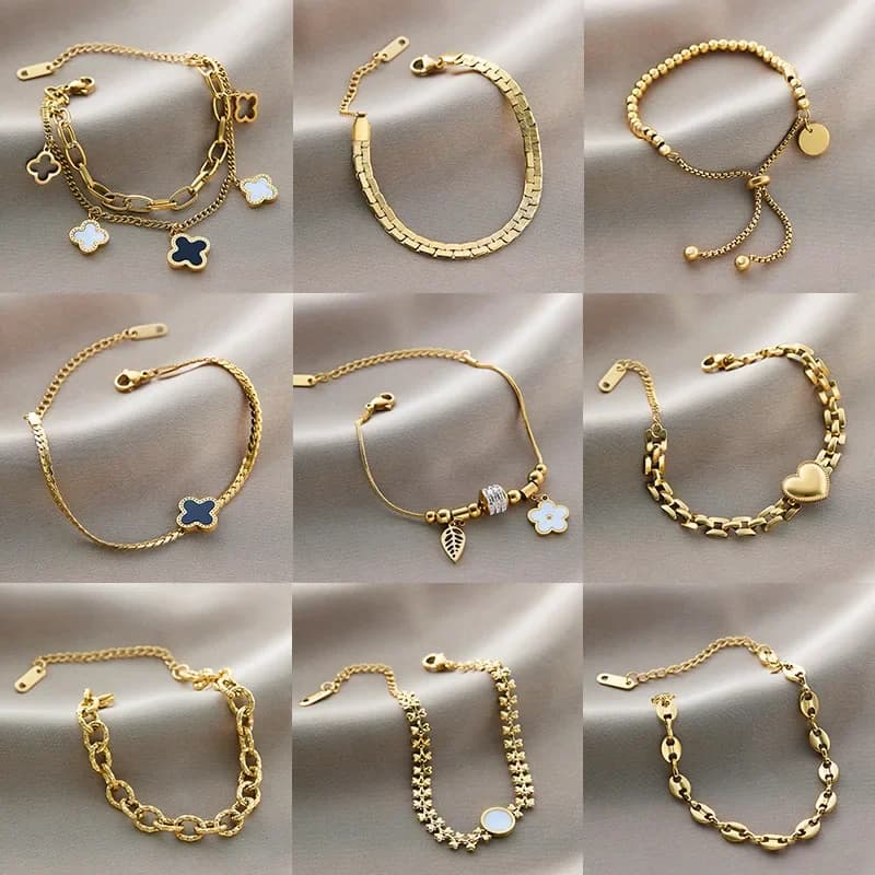 Bracciale impermeabile a catena cubana intrecciata in acciaio inossidabile color oro per regali di gioielli da donna