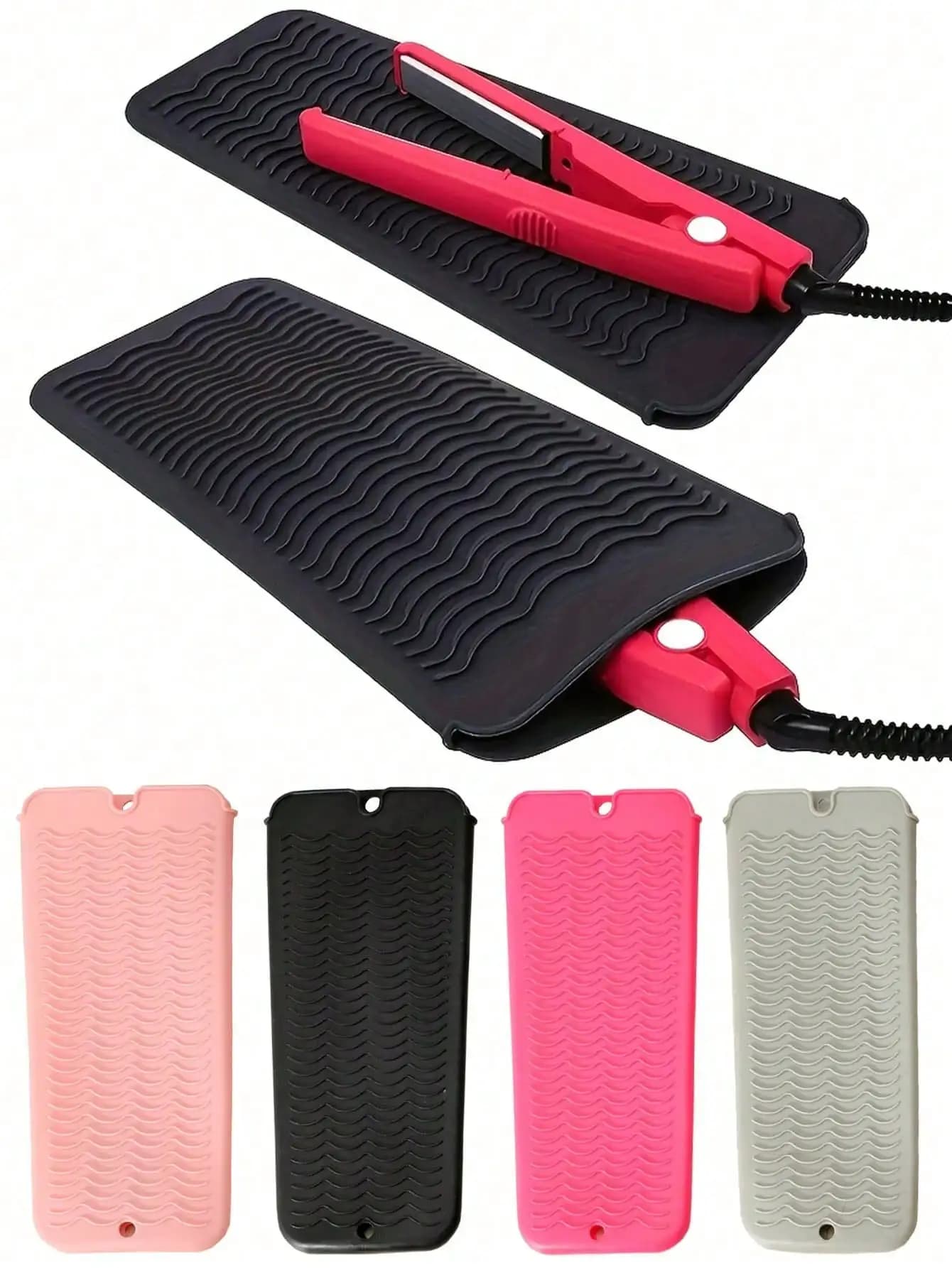 Tappetino in Silicone Resistente al Calore e Borsa da Viaggio per Piastra per Capelli, Ferro Arricciacapelli, Organizzatore Cosmetico Portatile Resistente al Calore