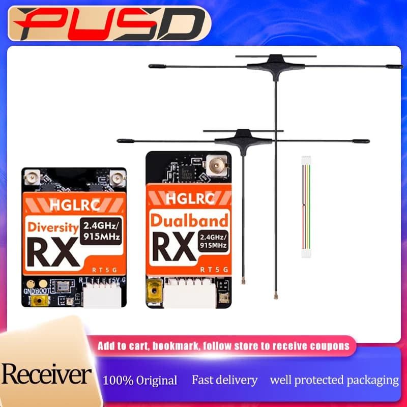 HGLRC Dual-band True Diversity ELRS Receiver 915MHz/2.4GHz Seamless Switching For FPV Racing Drones