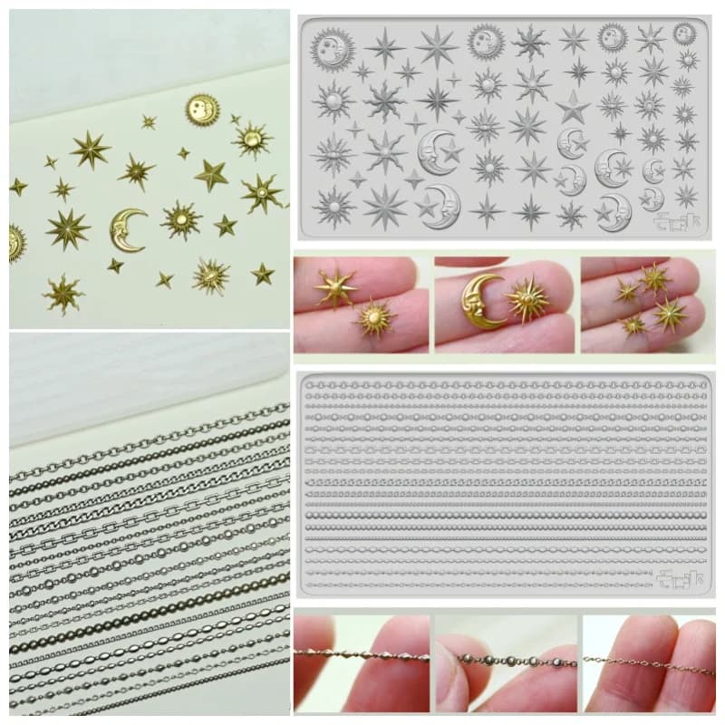 Stampo in silicone a forma di catena con spina/perla in argilla ultraleggera, argilla morbida/colla, decorazione per bambola fatta a mano fai da te, strumento in argilla polimerica a forma di pizzo
