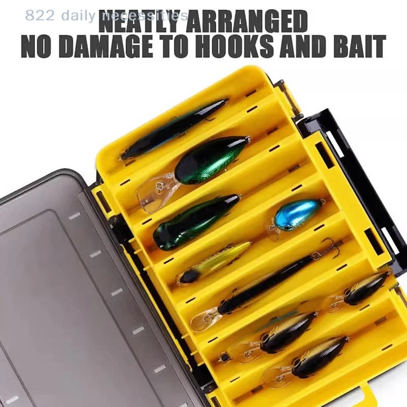 convenientPlastic Clear Storage Case Double Sided Fishing Lure Boxes, 12 Compartments Fishing Tackle Organizer With 2 Buckle