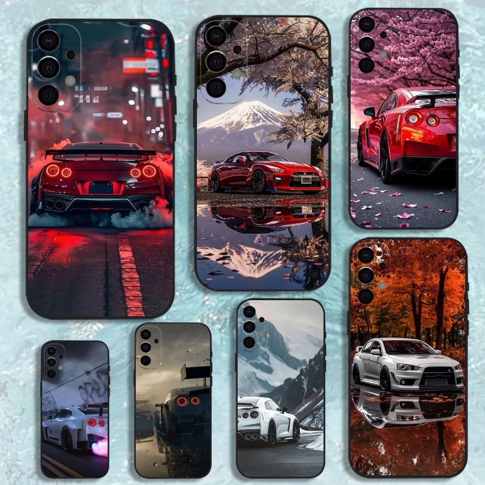 Fanale posteriore G-GTR Car R35 1 Custodia per telefono per Samsung S25, S24, S21, S22, S23, S30, Ultra, S20, Plus, Fe, Lite, Note, 10.9,5G Cover nera