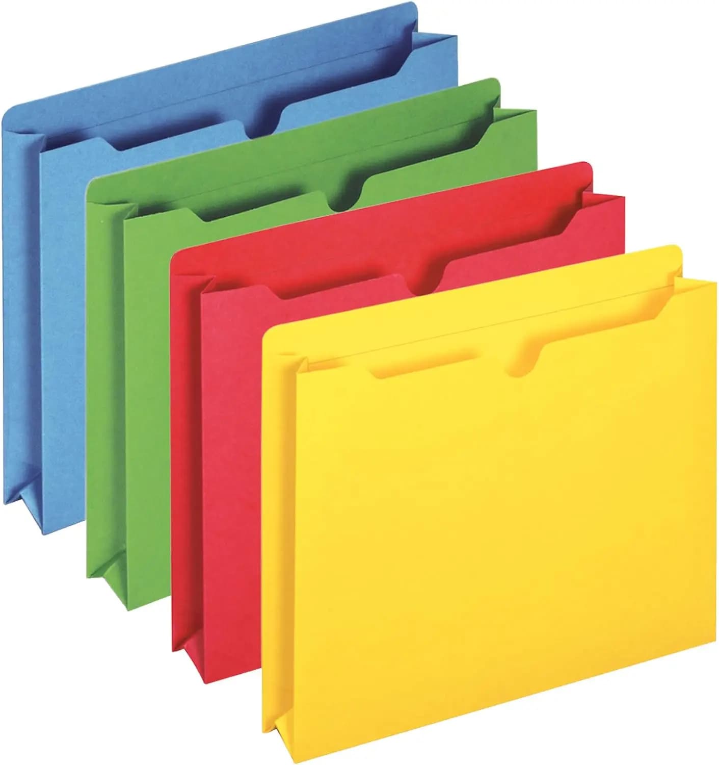 Color File Jackets with 2" Expanding Sides for Letter Size Papers, Assorted Colors, 50 Pack
