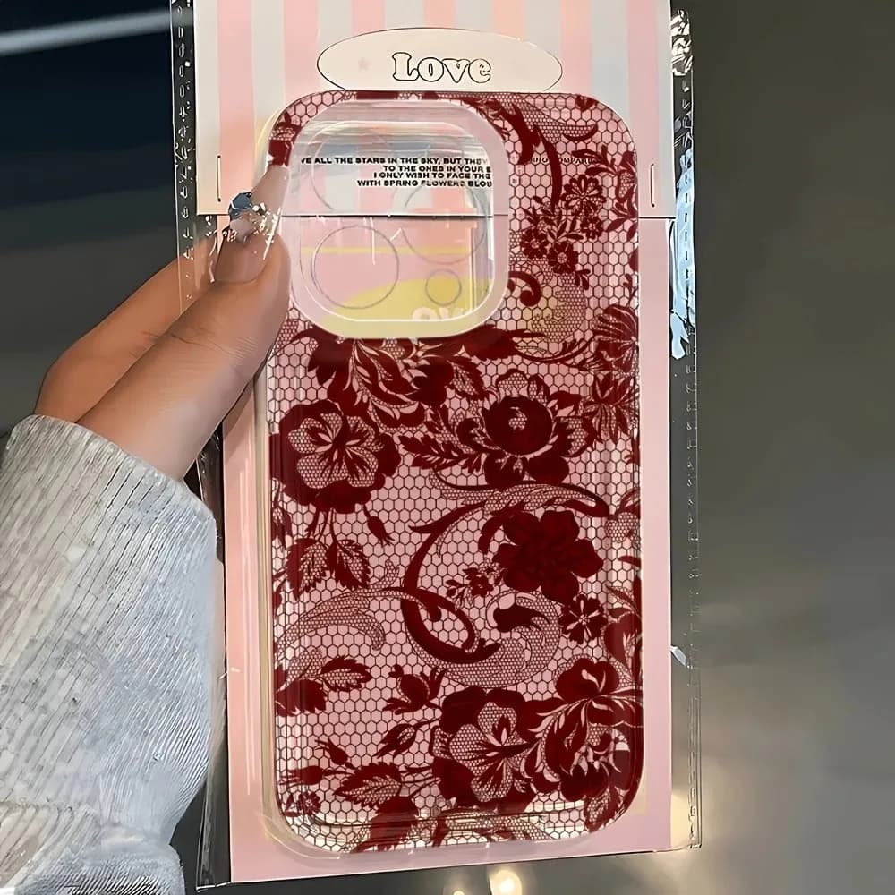 Red Lace Design Phone Case for Xiaomi Mi 15T 15 14 13 12 11 10 10T 14T Poco M7 X6 F7 F5 F4 X7 NFC Lite GT Pro Ultra 4G 5G Clear