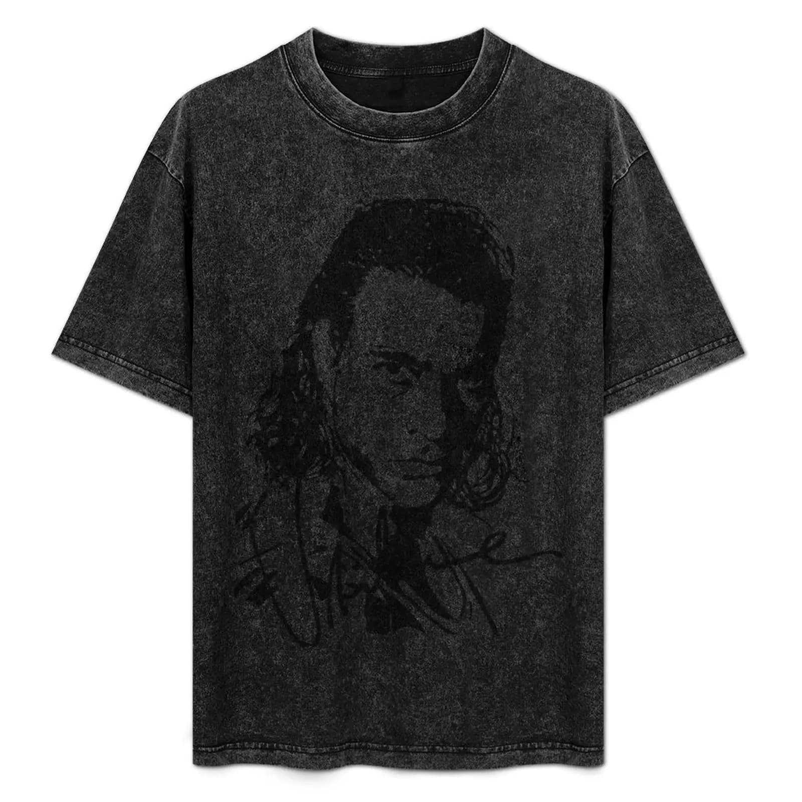 T-shirt Jean-Claude Van Damme con ritratto a inchiostro, t-shirt basic in cotone traspirante