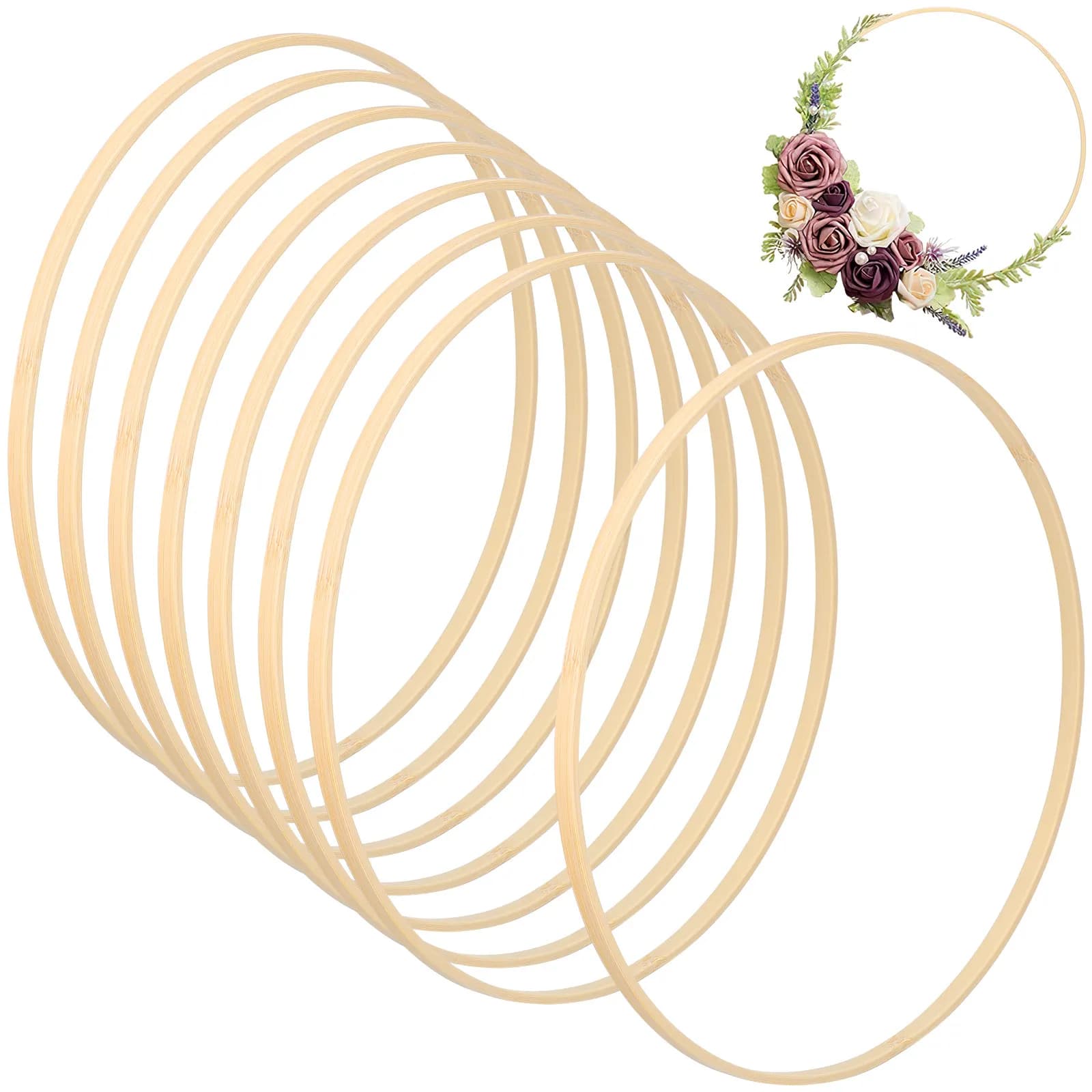 8 Pieces Floral Garlands Rings, Natural Circles for Craft Creations, Decorations Suspended Brown ♪