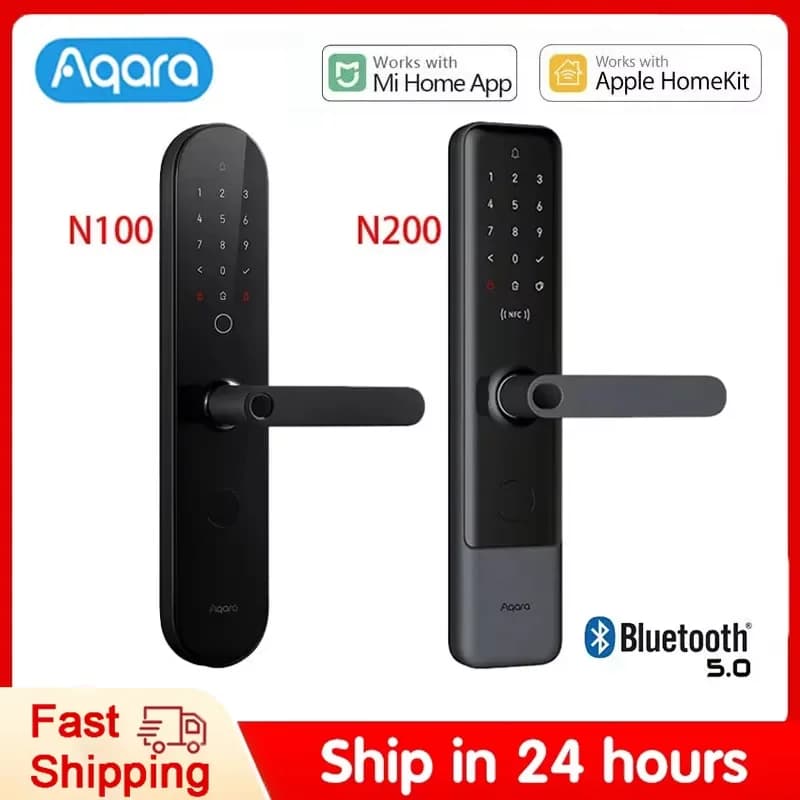 Serratura Intelligente Aqara N200 N100 con Impronta Digitale Compatibile con Bluetooth, Password, NFC, Funziona con App Mihome e HomeKit, Spedizione DHL