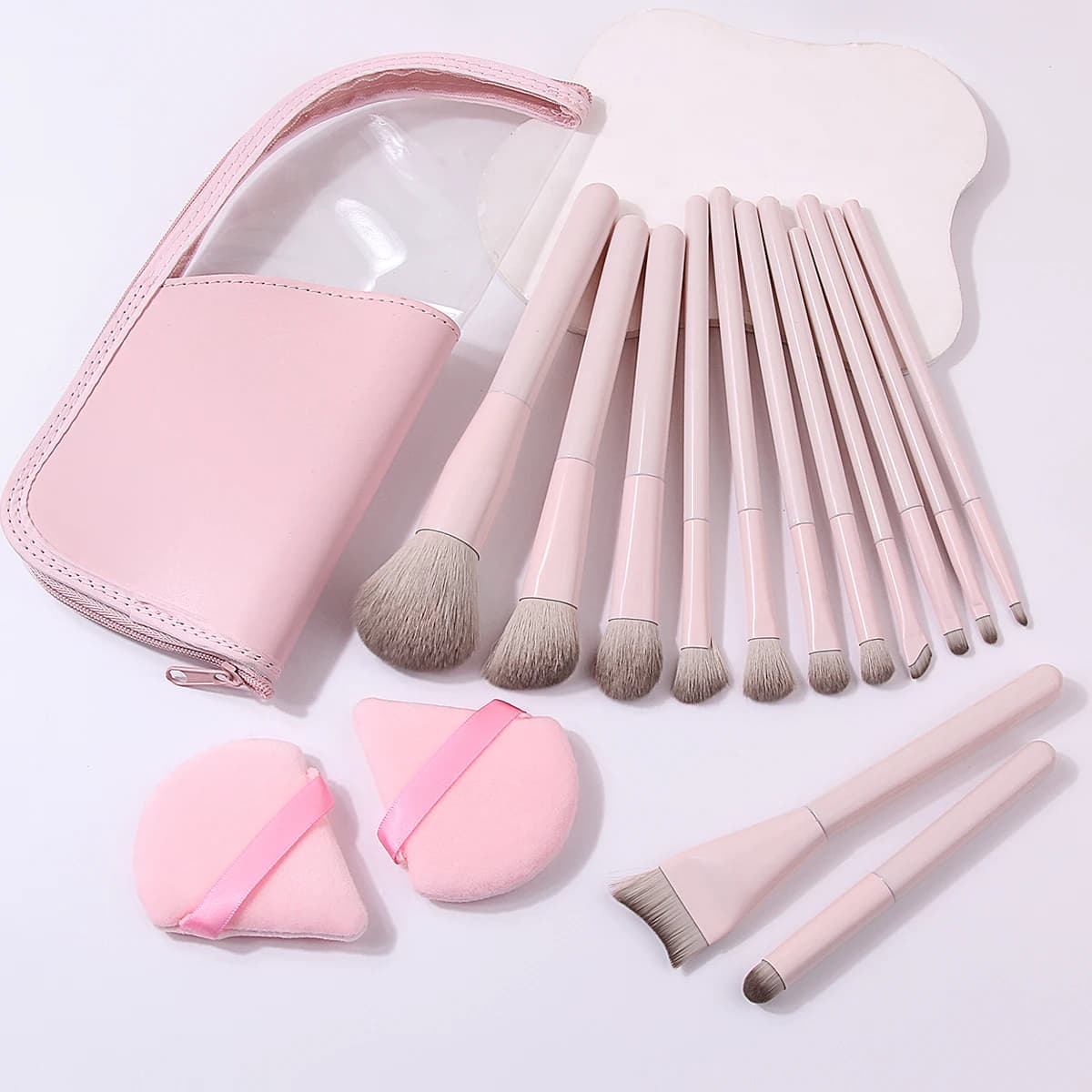 16PCS Professional Makeup Brush Set, Foundation Blush Eyeshadow Brushes with Powder Puff & Storage Bag, Travel Must-Have