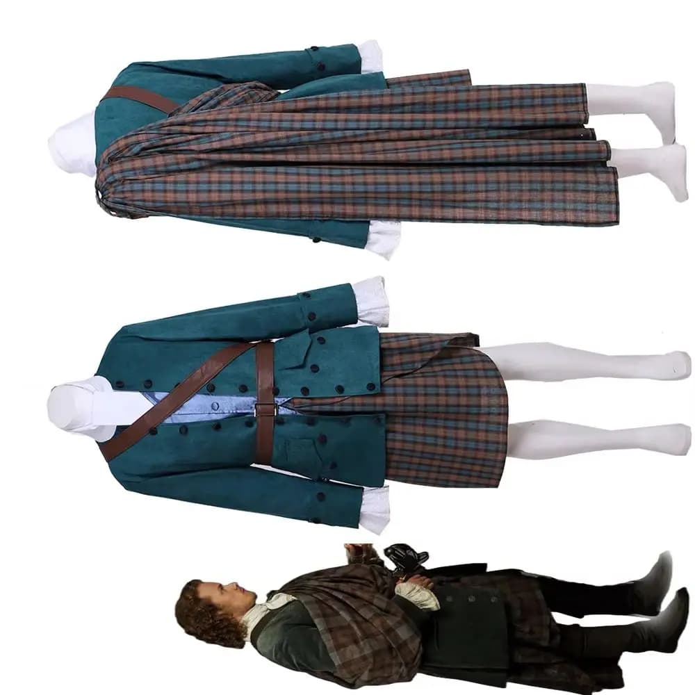 Serie TV Outlander Costume Cosplay Jamie Fraser Scottish Highland Gonna scozzese Abiti da uomo Medievale Festa di nozze Abiti da cavaliere