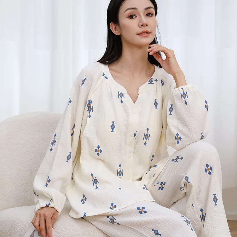 Postpartum Cotton Pajamas Set for Pregnant Women Dressing Gown Breastfeeding Clothes During Pregnancy Sleepwear Loungewear