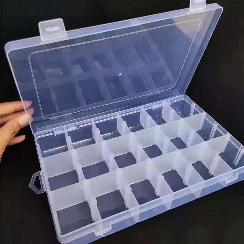 AA05 Fishing Equipment Organizer, Plastic Box with 18 Departments, Transparent Container for Beads and Crafts, Set of 4 Pieces