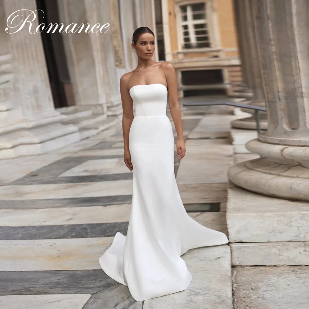 Elegant Strapless Mermaid Wedding Dress 2026 Women Open Back Sleeveless Sweep Train Bridal Gown Vestidos De Novia Customized