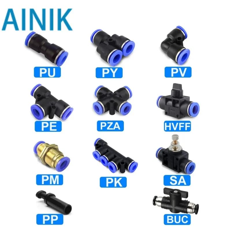 Quick Connection Pneumatic Fittings, PY 4mm 6mm 8mm 10mm 12mm Plastic Air Pipe Connectors, Push-In Type