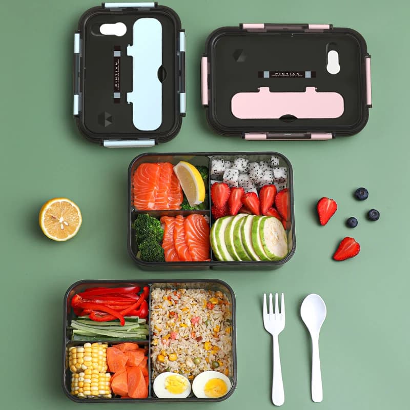 Contenitore per Alimenti in Plastica per Microonde, Lunch Box per Studenti e Impiegati, Bento Box Personalizzato, Contenitore per Cibo Freddo