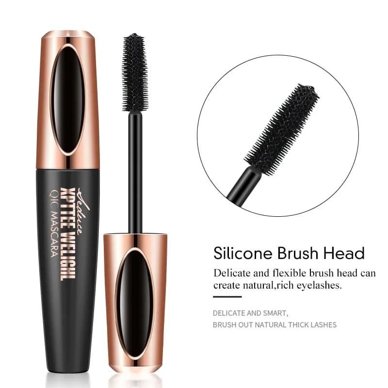 Mascara 4D Impermeabile con Spazzola in Silicone per Volumizzare e Allungare le Ciglia, Strumento di Bellezza per Ciglia Voluminose e Folte