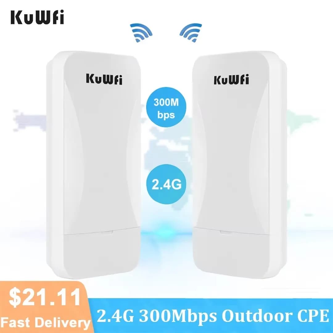KuWFi Potente Ripetitore Wifi 300Mbps Wifi Router a Lungo Raggio Wireless Bridge 2.4Ghz Wifi Copertura Punto a Punto 1KM per la Fotocamera