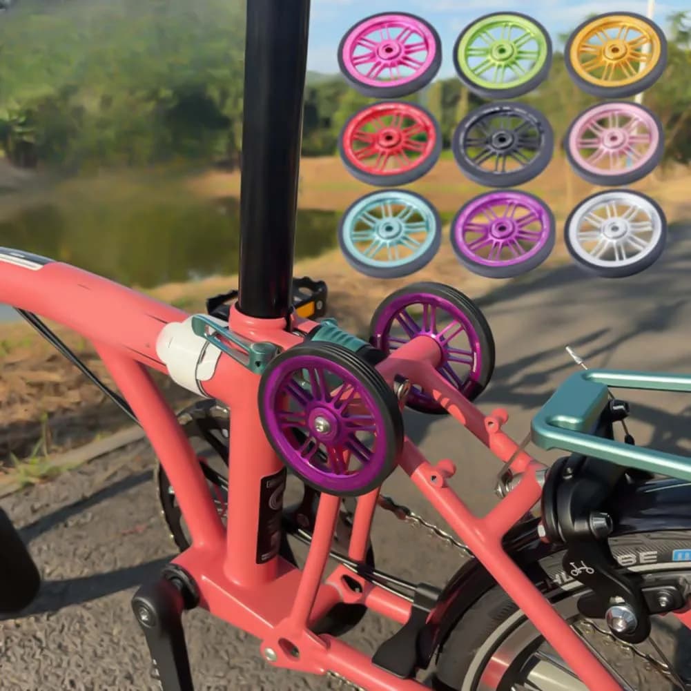 Ruota per Bicicletta Pieghevole Brompton Verde, Ruote Leggere per Bicicletta, Facile Installazione, Lavorazione CNC