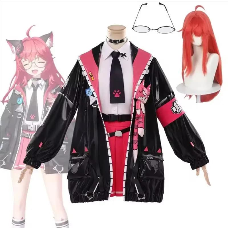 Neverness to Everness Nanally Coluccis Cosplay Costume Wig Anime Game NTE Nanally Leather Jacket Shirt Skirt Accessory Set