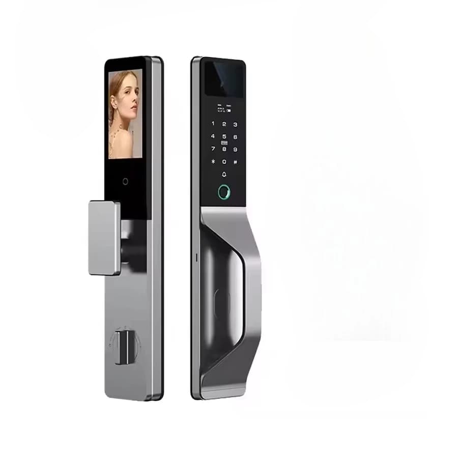Ai Fingerprint 3D Face Palm Vein Recognition Smart Door Lock Tuya Wifi App per porte in legno Data cloud Maniglia alla moda
