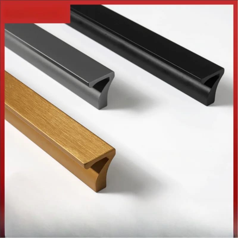 7-shaped cabinet, aluminum alloy cabinet, modern and minimalist oxidized hardware, hidden in European style, kitchen/couch handles