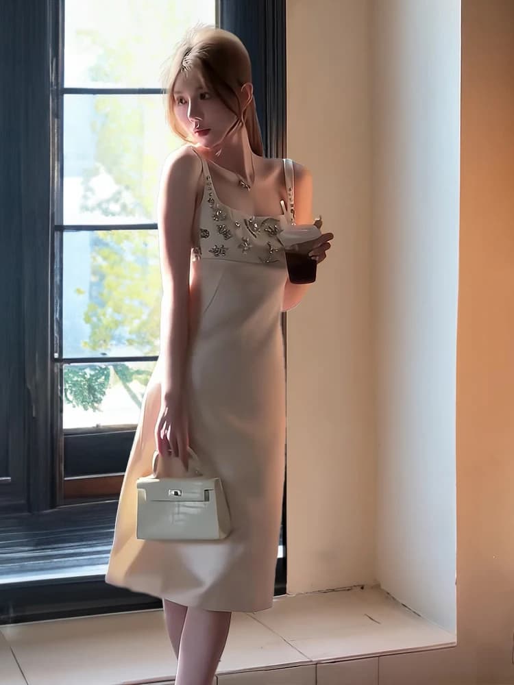Elegant Heavy Work Satin Evening Dress Birthday Girl Strapless Gown Luxury High Waist A-Line Skirt Formal Wear for Women