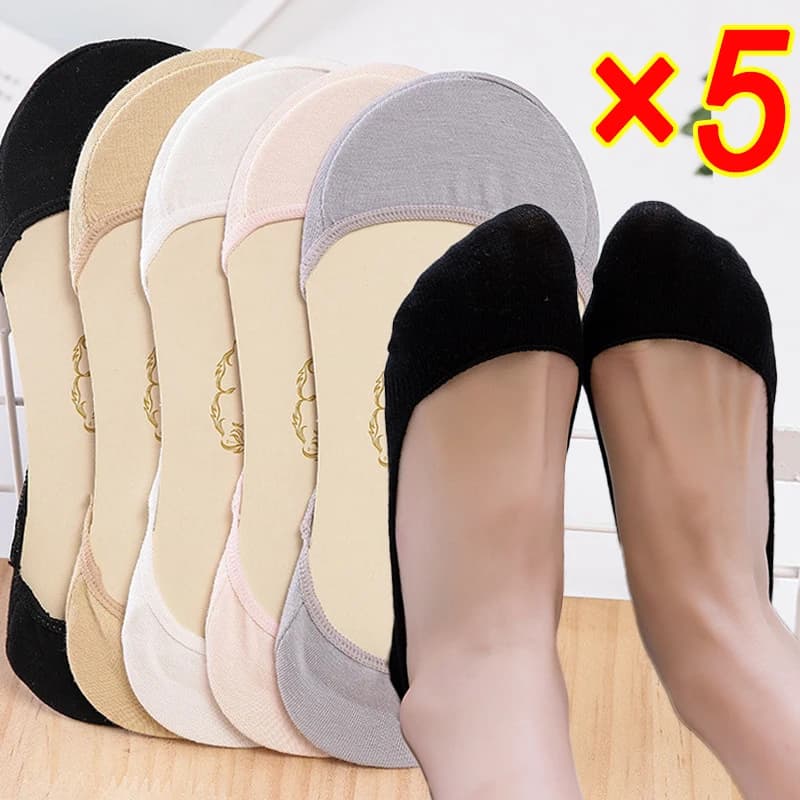 Calzini da barca invisibili Calzini da donna estivi sottili e traspiranti in cotone tinta unita Scarpe con tacco alto Calzini corti in silicone antiscivolo