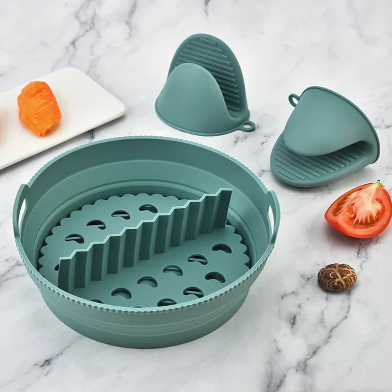 1/2 Airfryer Cestello In Silicone Forno Teglia Da Forno Stampo In Silicone per Friggitrice Ad Aria Pizza Pollo Fritto Cestino Friggitrice Ad Aria Piatti Da Forno Pan