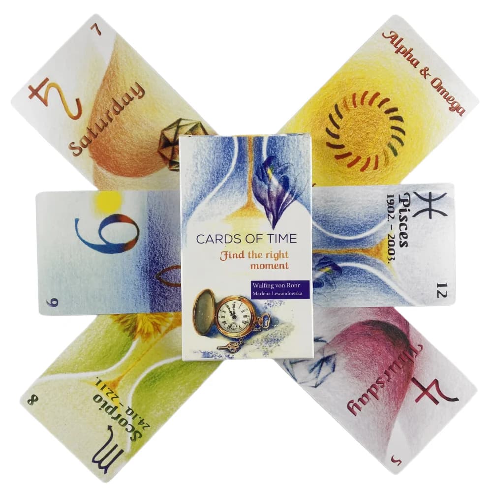 Carte Oracolo dei Tempi: Trova il Momento Giusto, Carte dei Tarocchi con Libretto di Istruzioni in Inglese, Mazzo di Carte per Feste