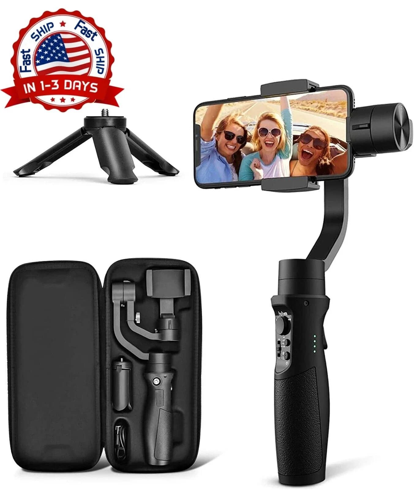 Spedizione Rapida Stabilizzatore Gimbal a 3 Assi per Smartphone con Asta Selfie Automatica e Tracciamento del Viso AI Modello H4