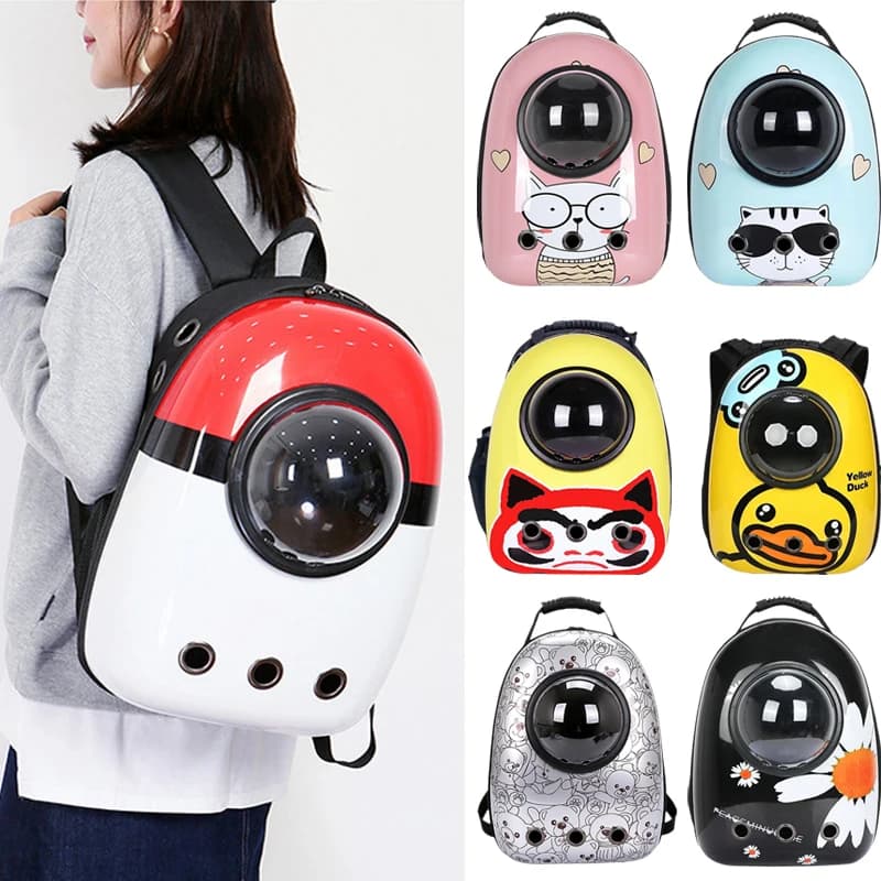 Zaino Trasportino per Gatti e Cuccioli da Viaggio, Traspirante, a Capsula Spaziale, per Animali Domestici, Forniture per Gatti e Capre