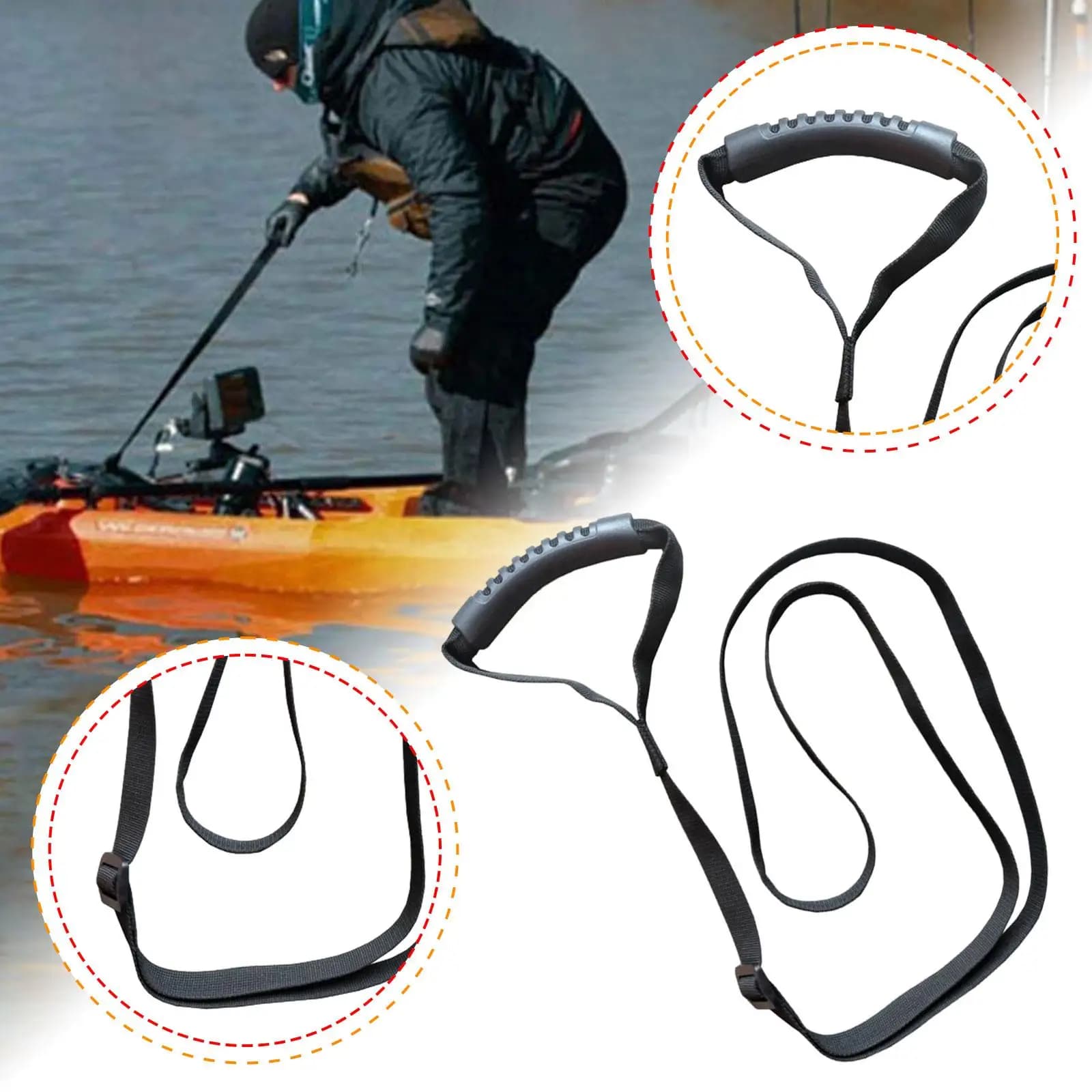 Cinghia di supporto multiuso per kayak e canoa, corda di traino, gancio per barca, accessorio per sport acquatici