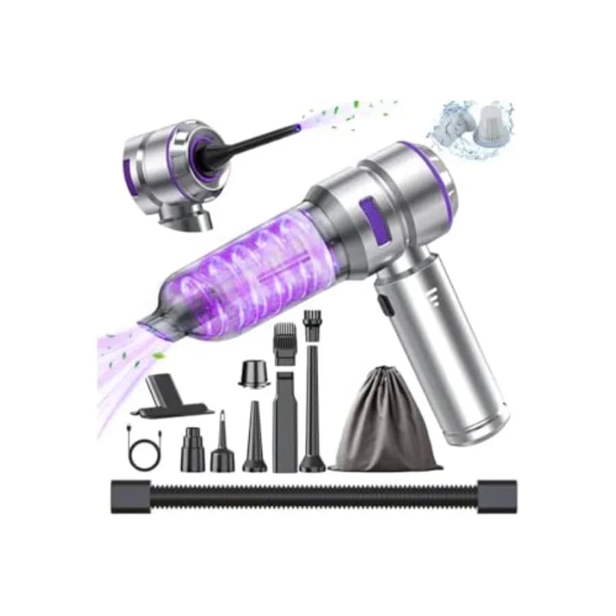 Aspirapolvere per Auto ad Alta Potenza - 22000PA Aspiratore Portatile 4 in 1 con Compressore d'Aria e Soffiatore Senza Fili
