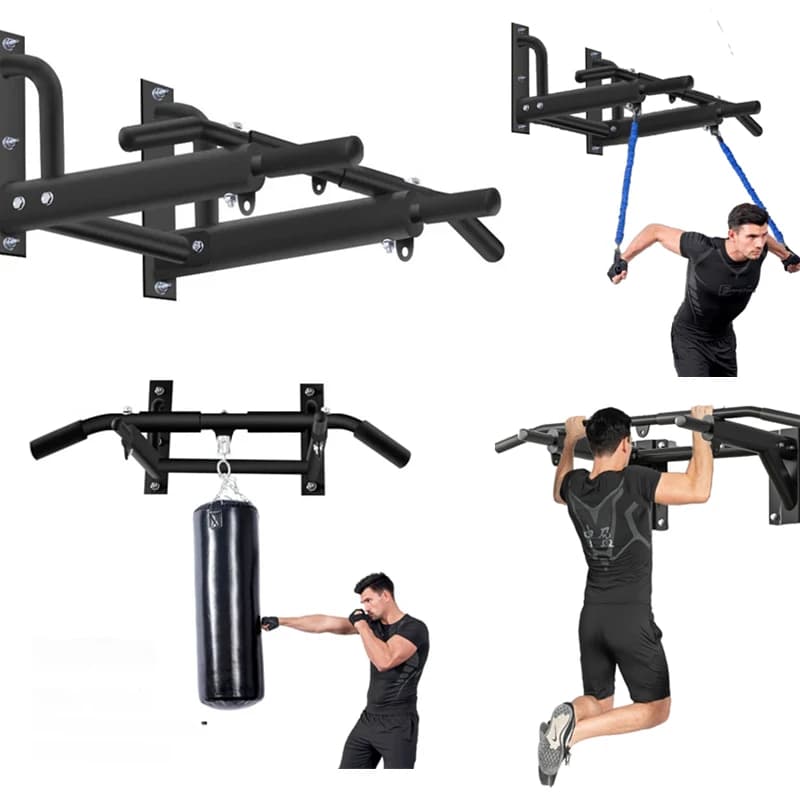 Wall, horizontal, durable traction bar for fitness, muscle, back and core training.