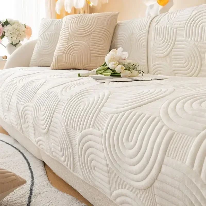 Thicken Velvet Sofa Covers Non Slip Sofa Mat Winter Warm Couch Slipcovers for Living Room French Style Solid Color Sofa Towel