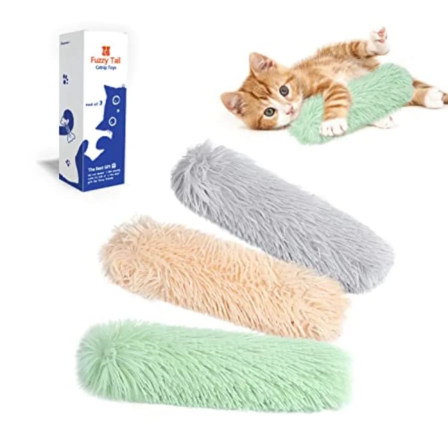 Cuscini Giocattolo per Gatti, Confezione da 3, Morbidi e Resistenti con Suono Sfrigolante e Catnip all'Interno, Gioco Interattivo per Gattini da Interno, Promuove lo Sviluppo del Gattino