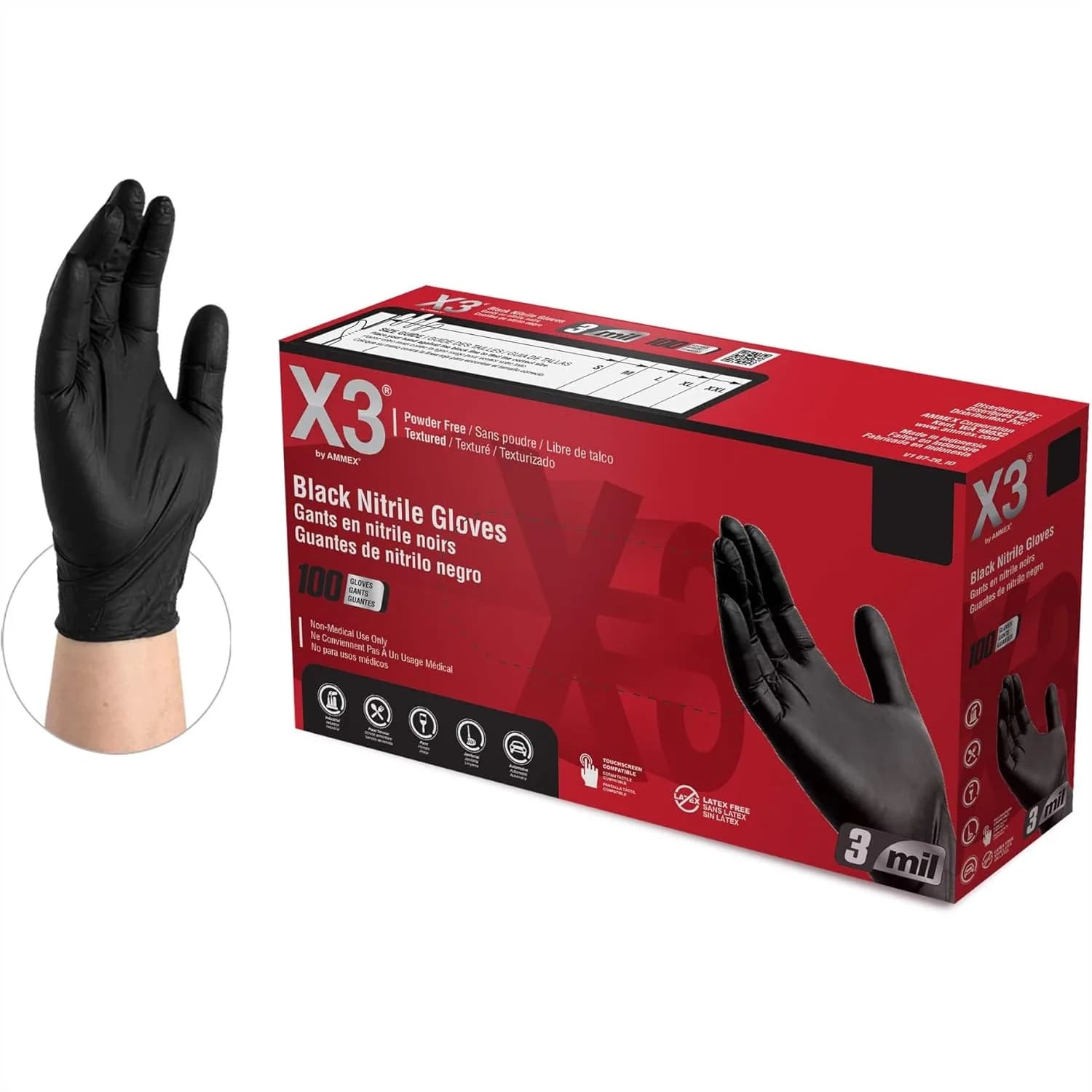 Guanti in Nitrile, Monouso Senza Lattice per Cucina e Preparazione Alimenti, Senza Polvere, Taglie da Piccolo a XX-Large