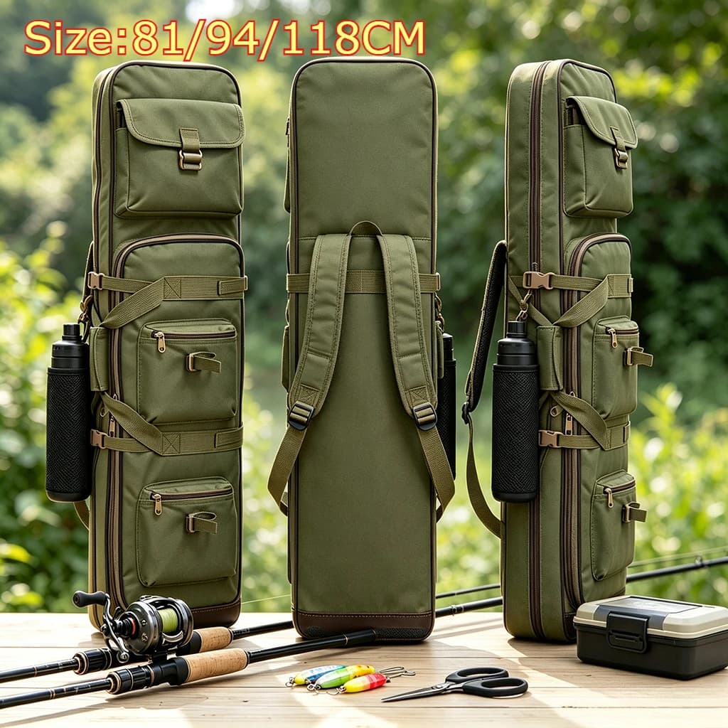 Fishing Rod Bag Multifunctional Portable Fishing Gear Storage Backpack Waterproof Lure Rod Carry Case